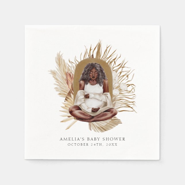 Boho Florals Baby Shower Napkins (Front)