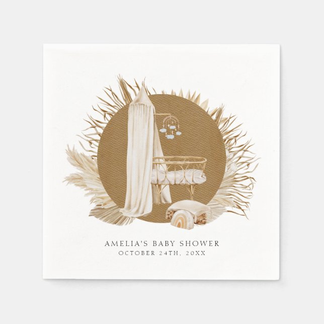 Boho Florals Baby Shower Napkins (Front)