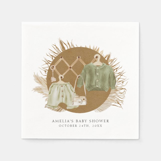 Boho Florals Baby Shower Napkins (Front)