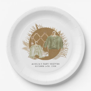 Boho Florals Baby Shower Paper Plates