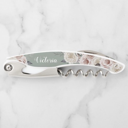 Boho Florals Calligraphy Bridesmaid Name Favor Waiters Corkscrew