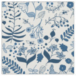 Boho Florals Classic Blues and White Fabric