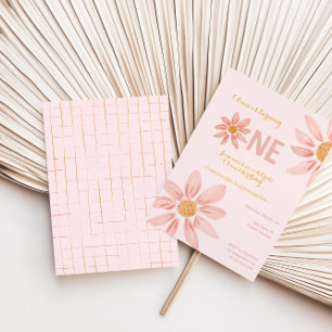 Boho Florals, Daisy Girl First Birthday Invitation