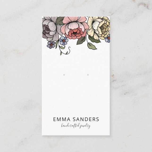 Boho Florals Earring Jewelry Display Cards (Front)