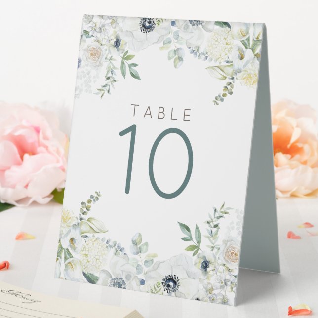Boho Florals Eucalyptus Wedding Table Number Tent (In SItu (Wedding))