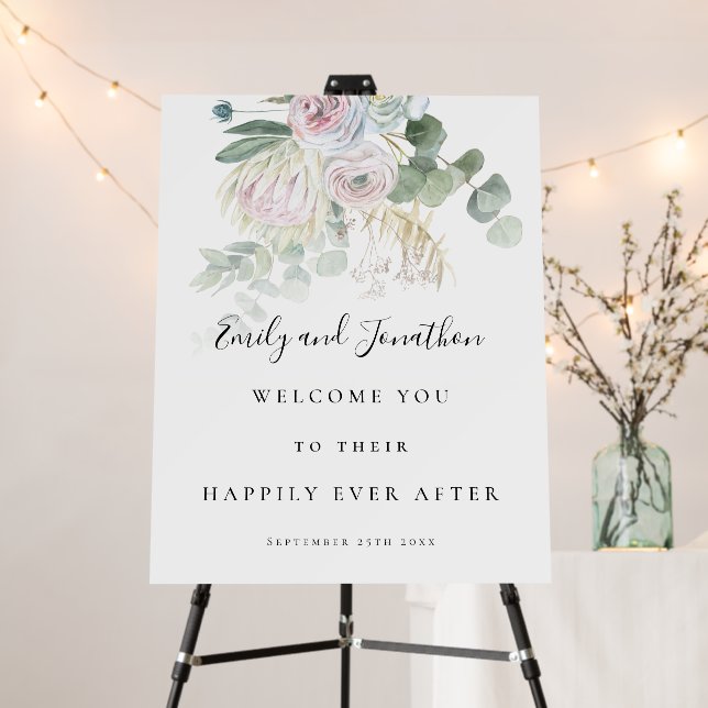 Boho Florals Eucalyptus Welcome to Wedding Foam Board (In Situ (Stand))