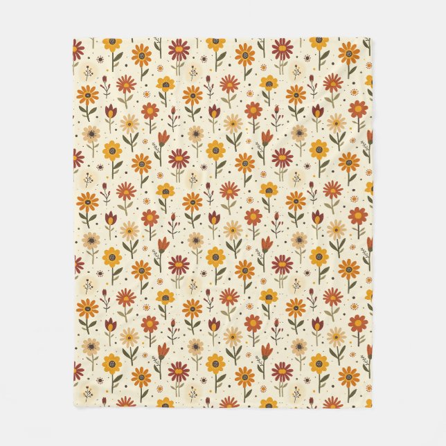 Boho Florals Fleece Blanket (Front)
