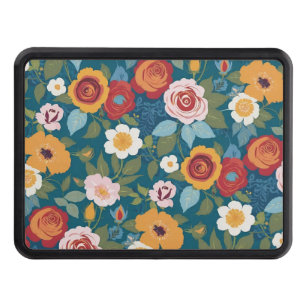Boho Florals in Retro Colors Hitch Cover