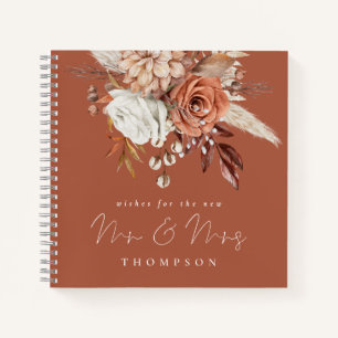 Boho Florals Mr Mrs Terracotta Guest Book