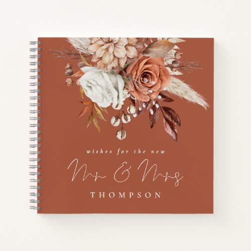 Boho Florals Mr Mrs Terracotta Guest Book