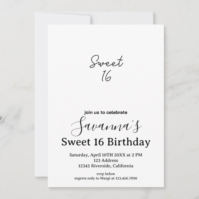 Boho Florals Personalized Sweet 16 Birthday Invitation (Front)