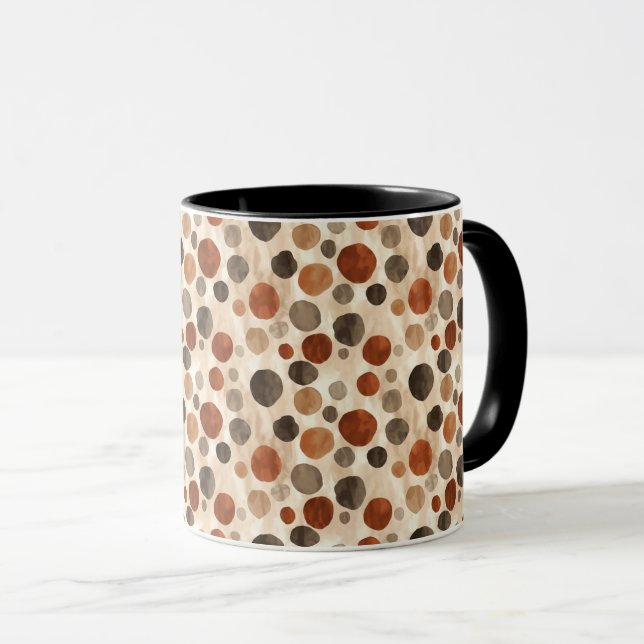 Boho Flow Shapes Mug – Earth Tone Design (Front Right)