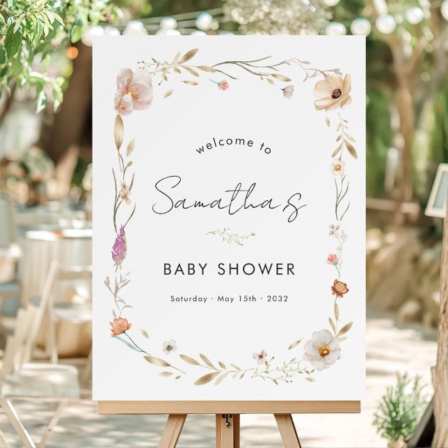 Boho Flower Baby Shower Foam Board (Boho Flower Custom Baby Shower Foam Board with your Name & Date.)