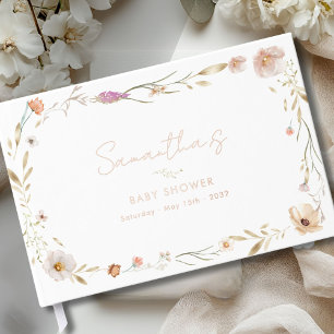 Boho Flower Baby Shower Welcome Foil Guest Book