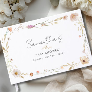 Boho Flower Baby Shower Welcome Guest Book
