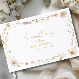 Boho Flower Baby Shower Welcome Guest Book