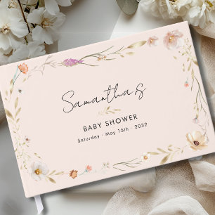 Boho Flower Baby Shower Welcome Guest Book