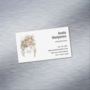 Boho Flower Bouquet and Dreamcatcher Business Card Magnet