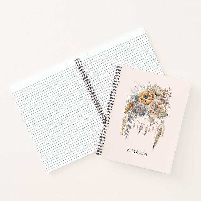 Boho Flower Bouquet and Dreamcatcher Notebook (Inside)