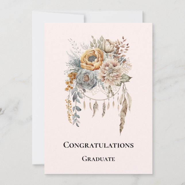 Boho Flower Bouquet in Neutral Colors Graduation (Front)