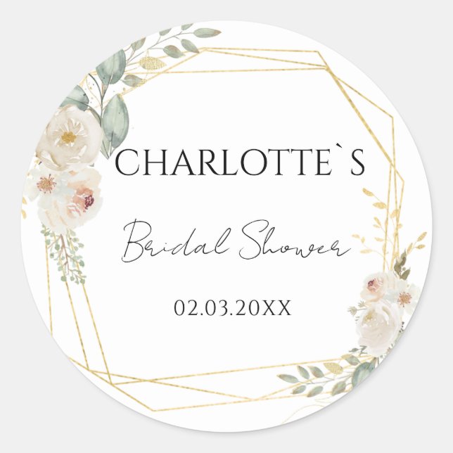 Boho Flower Bridal Shower    Classic Round Sticker (Front)