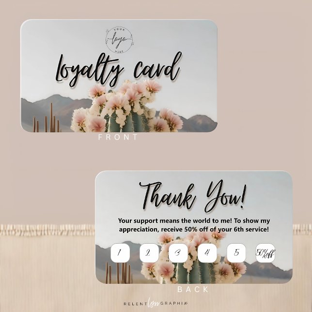 Boho | Flower Cactus | Aesthetic | Loyalty Card (Creator Uploaded)