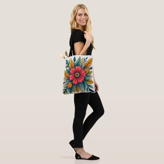 Boho Flower Clipart Tote Bag (On Model)