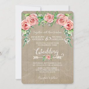BOHO Flower Crown Baby's Breath Barn Wood Boards Invitation
