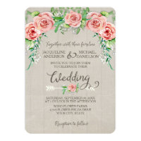 BOHO Flower Crown Baby's Breath Wood Fence Wedding Card