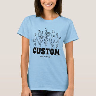 Boho Flower Doodle Vintage Chic Floral Custom T-Shirt