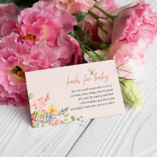 Boho Flower Dragonfly BABY SHOWER BOOKS REQUEST Enclosure Card