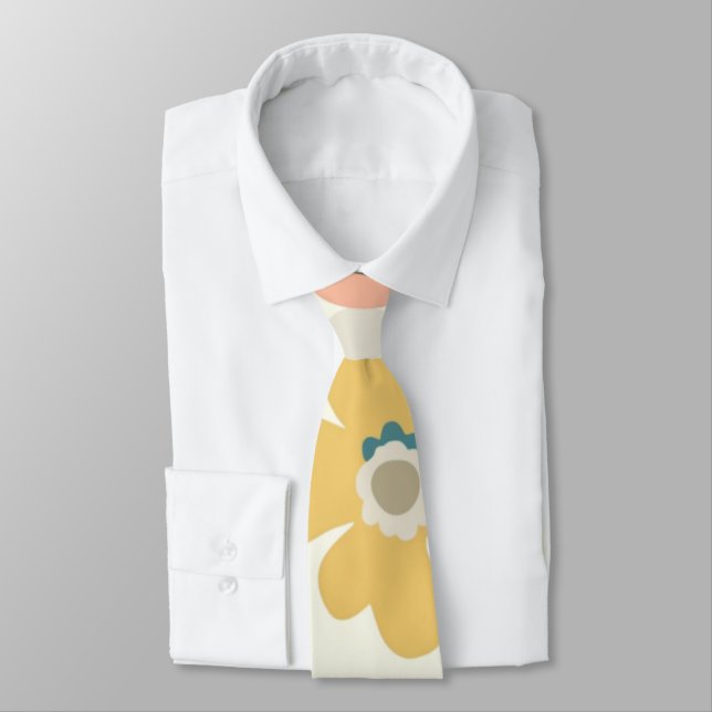 Boho Flower Floral Custom – Elegant Fashion Neck Tie (Tied)