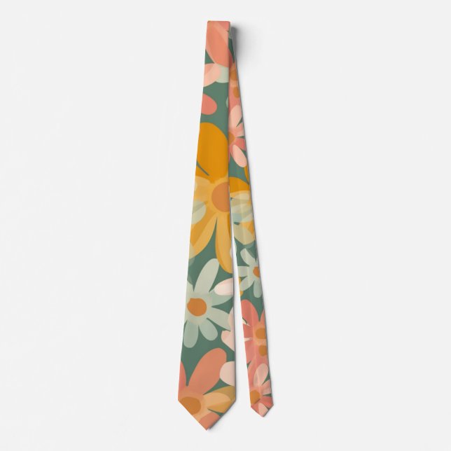 Boho Flower Floral Custom – Elegant Fashion Neck Tie (Front)