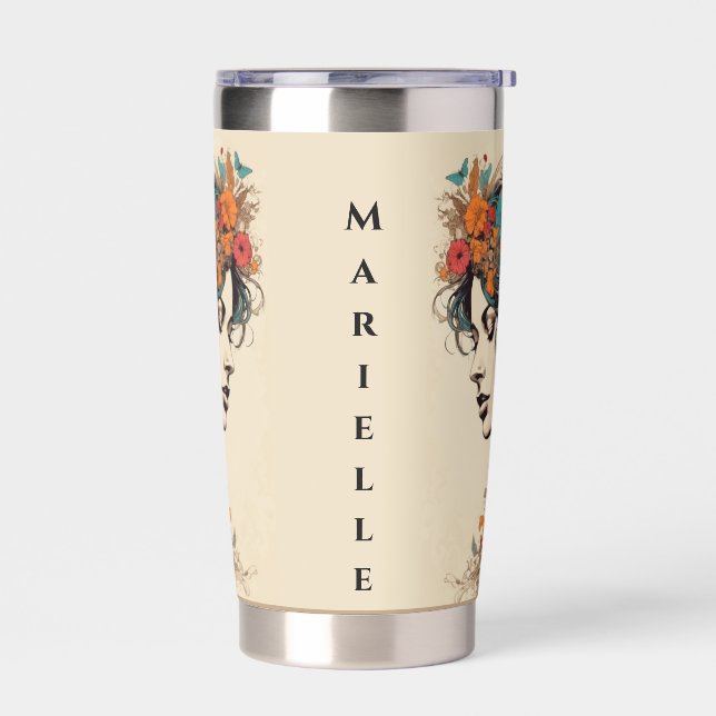 Boho Flower Girl Insulated Tumbler (Left)