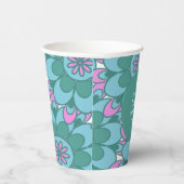 Boho Flower Groovy Green Bridal Shower Custom Paper Cups | Zazzle