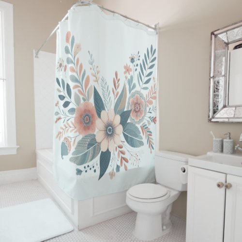 Boho Flower in pastel colors Shower Curtain