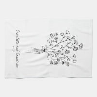 Personalized Leaves in Sage Green Kitchen Towel, Zazzle