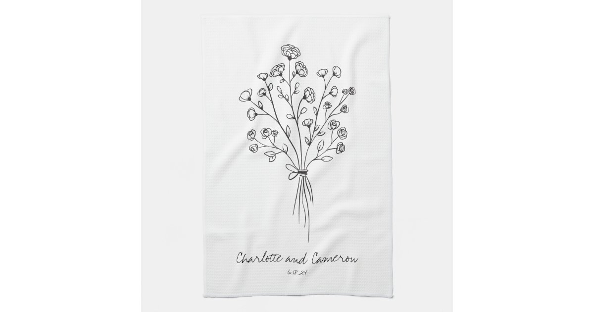 Personalized Farmhouse Kitchen Towels Custom Kitchen Towels with Daisy or  Monogram Gift