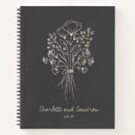 Boho Flower Line Art Drawing Personalized Wedding Notebook<br><div class="desc">Boho Flower Line Art Drawing Personalized Wedding Notebook</div>