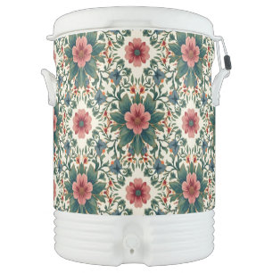 Boho Flower Magic - in Shades of Green and Pink Beverage Cooler