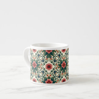 Boho Flower Magic - in Shades of Green and Pink Espresso Cup