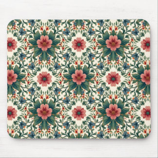 Boho Flower Magic - in Shades of Green and Pink Mouse Pad