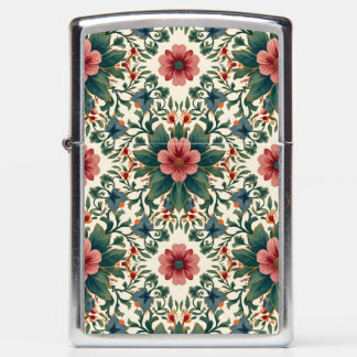 Boho Flower Magic - in Shades of Green and Pink Zippo Lighter