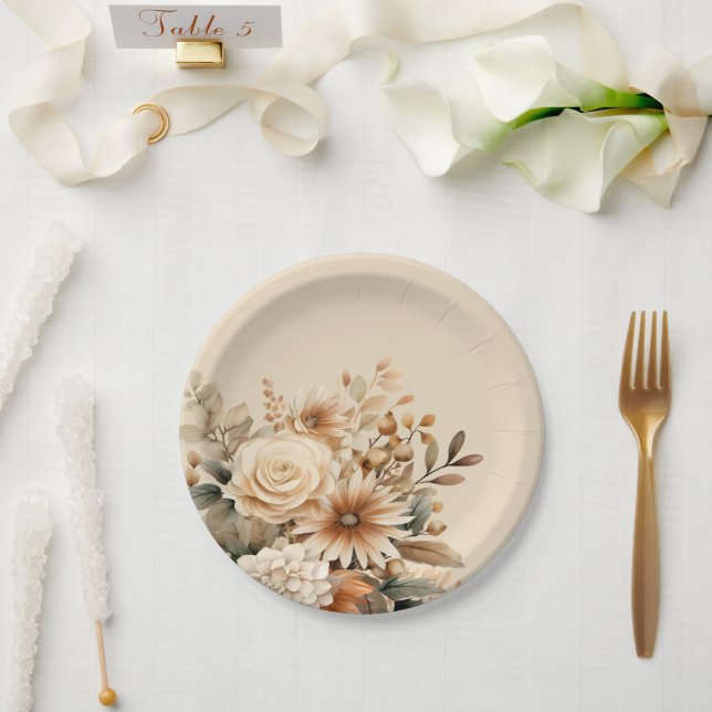 Boho Flower Paper Plates (Wedding)