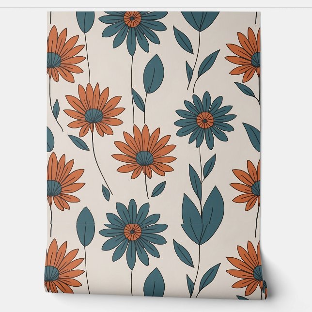 Boho flower pattern wallpaper  (Unrolling)