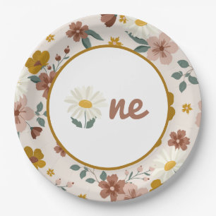 Boho Flower Plates Groovy One First Birthday