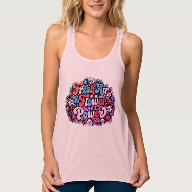Boho Flower Power Graphic Tank Top (Front)