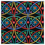 Boho Flower Power on Black Fabric