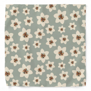 Boho flower - sage green background bandana