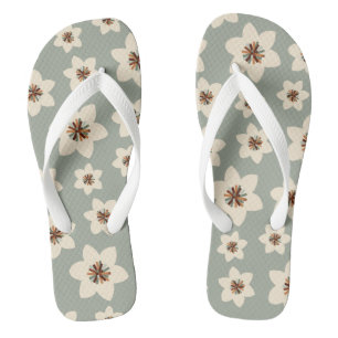 Boho flower - sage green background flip flops